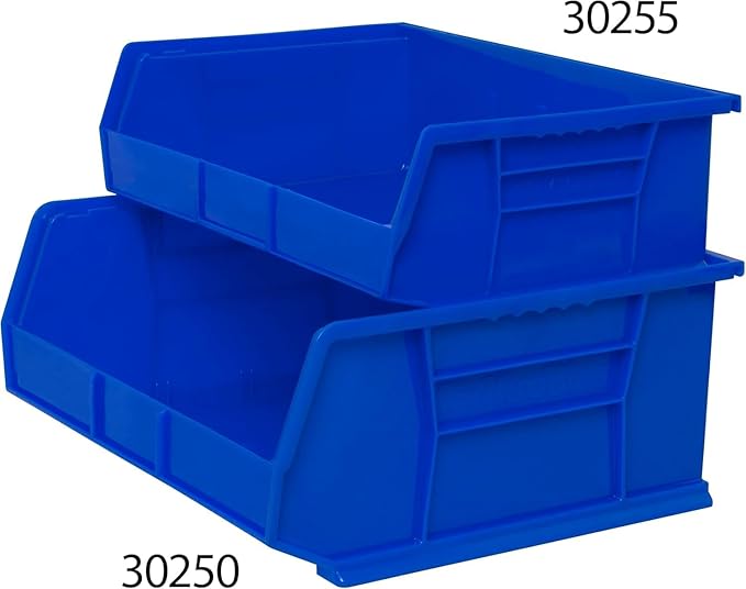 Akro-Mils 30255 AkroBins Plastic Storage Bins, Space-Saving Stackable Bins for Garage, Pantry, Craft Organization, 11-" x 16-" x 5-", Blue, 6-Pack