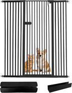 Lumizone Extra Tall Cat Gate 61.02" High Pressure Mounted Extra Wide 2025 New (17 Sizes) 1.37" Gap No Drilling Auto-Close One-Handed Operation Tall Pet Gate for Dogs(Black, 61.02" H x 50.98"-55.11" W)