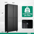 Letaya Metal Garage Storage Cabinet with Wheels,Steel Tool Rolling Cabinets with Lock Door and Adjustable Shelves fro Home Utility Organization Room(1PC-Black)