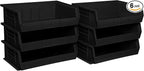 Akro-Mils 30255 AkroBins Plastic Storage Bins, Space-Saving Stackable Bins for Garage, Pantry, Craft Organization, 11-" x 16-" x 5-", Black, 6-Pack