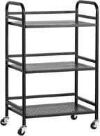 HDANI 3 Tier Rolling Cart,Heavy Duty Multifunctional Metal Frame-Supports 22 Lbs Per Tier,Mesh Rolling Cart with 2 Lockable Wheels for Office,Home,Bedroom,Kitchen,Bathroom,Black