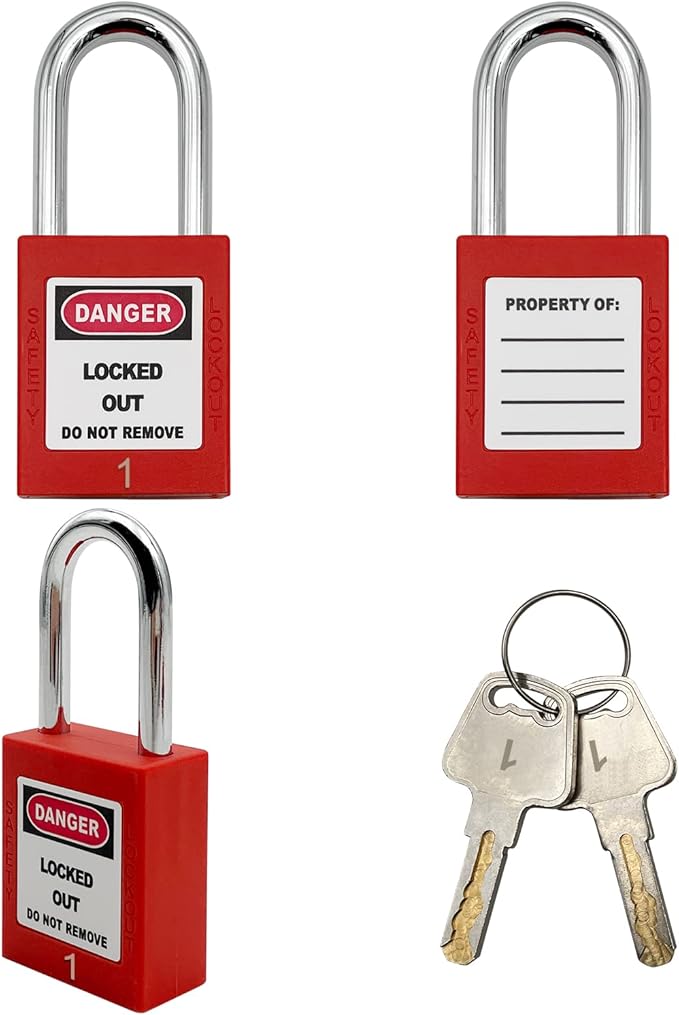 Lockout Tagout Locks, Safety Padlock, Loto Locks Keyed Differently Lock Out Tag Out 10 pcs Safety Padlocks Plastic with 10 Lockout TagOut Tags Red