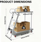 Heavy Duty Platform Truck Cart, Multi-Purpose Utility Dolly w/Handrails, Flatbed Cart with Support Bars 660Lbs Capacity, Extra Large Utility Cart w/Wheels, for Climbing for Grocery (White, 660lbs)