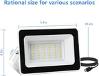 UFOND 3000 Lumen LED Flood Lights, Outdoor Waterproof Security Lights, 30W Floodlight with Plug, Adjustable Heads (2 Pack)