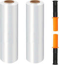 Stretch Wrap Film, 15" x 1000Ft Shrink Wrap Roll with Handles,60 Gauge Stretch Wrap Industrial Strength, Plastic Wrap for Pallet Wrapping Shipping Moving and Surface Protection (2 Pack-15"-60 Gauge)