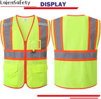 Reflective Safety Vest for Men Women with Multiple Pockets Class 2 High Visibility Mesh Vest Hi Vis Construction Work Vest,Meets ANSI/ISEA Standards(EK1-178-Yellow-XL)