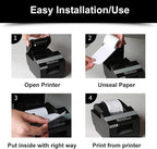 Sticky Thermal Receipt Paper 3 1/8" x 170' | 6 Rolls Linerless Wrinkle-Free Adhesive | For TOAST POS, Epson TM-L90, Kitchen Order, Delivery & Shipping Labels | Residue-Free
