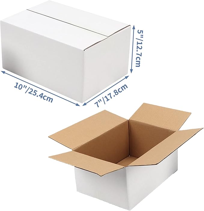 Hoikwo 10x7x5 Inches Small White Shipping Boxes Set of 25, Sturdy Cardboard Boxes for Small Business for Packaging Mailing