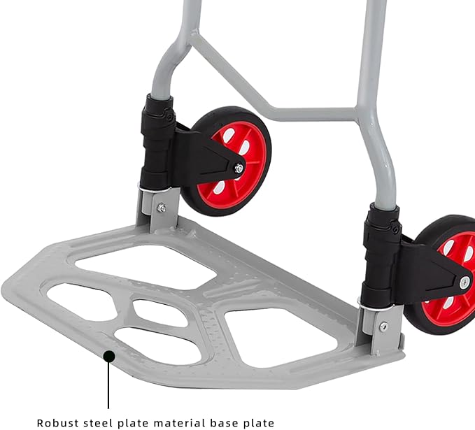 LEADALLWAY Dolly Cart Folding Hand Truck and Dolly,Steel Portable Cart with Telescoping Handle and Nylon+Rubber Wheels 220 lb Capacity