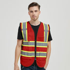 Safety Vest Reflective High Visibility with 5 Pockets ＆Zipper Class 2 Adult Unisex Construction Security Workwear