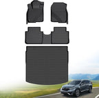 Hutisya-Floor Mats & Cargo Liner Set Fit for Honda CR-V 2017-2022 (Deck in Upper Position) (Not for Hybrid) All Weather Protection Anti-Slip & Durable TPE Full Set Liners Automotive Accessories-Black