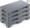 4 Pcs Plastic Pallet for Basement Storage Easy Stack Lightweight Floor Pallet Display Flooring Room Supermarket Christmas, Support up to 2000 Lbs (40'' L X 20'' W X 5.5'' H,Grey)
