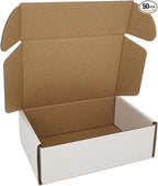 50 Pack 6x4x2'' Small Shipping Boxes, Corrugated Cardboard Mailers for Business, White (CM642)