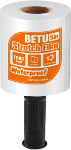 Stretch Film Shrink Wrap for Moving Supplies (5inch, 1 Pack) x 1000ft, Industrial Strength Plastic Wrap Stretch Roll for Pallet Wrapping Shipping Moving Boxes Storage Furniture with Handles, Clear