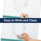 TSJ OFFICE Mobile Whiteboard Magnetic - 40 x 26 Inches Dry Erase Board on Wheel with Stand Flipchart Easel Height Adjustable,Light Blue