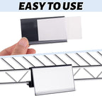 150 Pcs Wire Shelf Label Holders Plastic Wire Rack Clips 3 x 1.25 Inch Shelf Price Tags Compatible with Metro 1-1/4in Shelves for Shopping Mall Supermarket Store