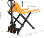 APOLLO Scissor Pallet Jack - Manual High Lift Pallet Truck, 45 x 27 Forks, 2200 lbs Capacity, 31.5" Lifting Height, Only for Open-Bottom Pallets