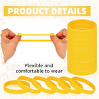 100 Pieces Rubber Bands For Silicone Bracelets, Bulk Plain Stretch Sports Elastic Rubber Wristbands For Teens, Party, Gift-Yellow