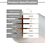 PSBM 648 Rolls 3 Inch x 1000 Feet 80 Gauge Mini Stretch Film/Wrap with Plastic Handle, Industrial Strength Clear Shrink Plastic Wrap for Moving, Packing, Shipping, Bundling & Storage