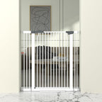 41-Inch Extra Tall Metal Baby Gate for Doorway, 32.6-40.5 Inch Pet Safe Gate with Expansion Kit, No Drilling Cat Fence Indoor, No Climb Child Door, White