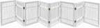 Pet Dog Gate Strong and Durable Freestanding Folding Acacia Hardwood Portable Wooden Fence Indoors or Outdoors by Urnporium (White Pet Gate, 8 Panel 24" Tall)