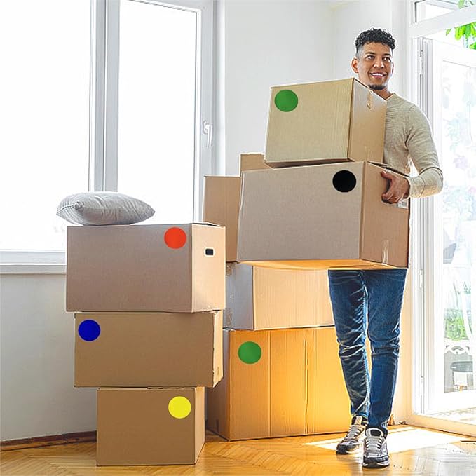 3.35inch Colored Moving Large Round Labels-30PCS Circle Labels Dots Stickers,Organizational Storage Markers for Moving,Nursery School,Office,Garage & Yard Sale 5 Colors(30PCS-5 Colors-3.35inch)