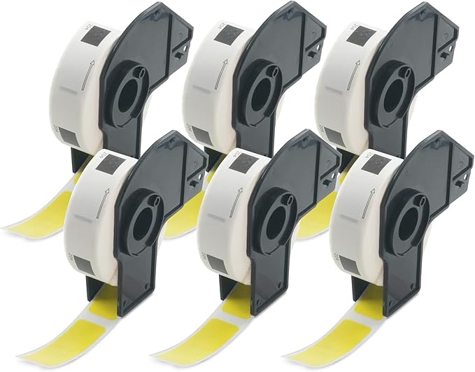 BETCKEY - Multi-Purpose Address Labels Replacement for Brother DK-1204 (0.66 in x 2.1 in), Compatible with Brother QL Label Printers [6 Rolls/2400 Labels, Yellow]