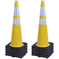 OrangeStar 8-Pack 36" Yellow Traffic Cones with Weighted Rubber Base, 2 Reflective Collars, Large Safety Cones for Parking Lot, Road Construction, Warehouse, Highway, Weatherproof PVC