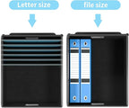 Huolewa File Organizer Box with Lid, Collapsible File Folder Organizer for Office Document Storage, Filing Box with Plastic Slide for Letter Size Hanging File Folders(1 Pack, Sky-blue)