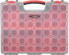 INTERTOOL Hardware Organizer with 8 Deep Removable Bins - Small Parts Storage Tool Box for Nuts, Bolts, Screws, Nails - 16.5" x 13" x 4.5" - Portable Handle Transparent Lid with Locks BX08-4034