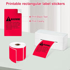 3 X 5 Inch Printable Waterproof Rectangle Color Coding Labels, 300 Per Roll Adhesive Color Coding Stickers for Bar-Codes, Address, Small Business Labeling, Red