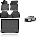 KELCSEECS® Floor Mats & Cargo Liner Custom for Mazda 3 2026 2025 2024 2023 2022 2021 2020 2019(Only Fits Hatchback Models)All Weather Protection Floor Liners Front &Rear Row Full Set Accessories Black