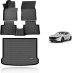 KELCSEECS® Floor Mats & Cargo Liner Custom for Mazda 3 2026 2025 2024 2023 2022 2021 2020 2019(Only Fits Hatchback Models)All Weather Protection Floor Liners Front &Rear Row Full Set Accessories Black