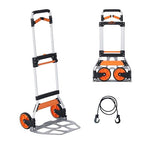 VEVOR Folding Hand Truck and Dolly, 309 Lbs Capacity, Aluminum Foldable Cart, Heavy-Duty Luggage Trolley Cart with Telescoping Handle and PP+TPR Wheels for Home, Office, Shopping, Travel