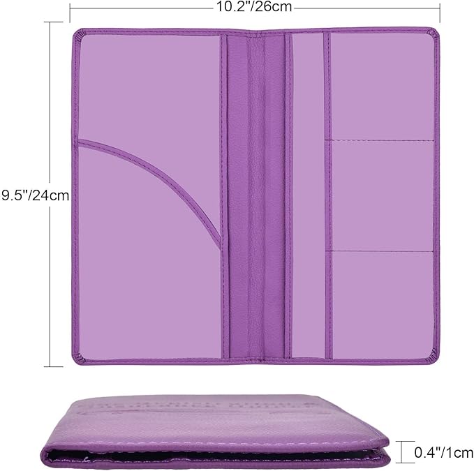 Cacturism Car Registration and Insurance Card Holder, Vehicle Glove Box Car Organizer Women Car Accessories with Magnetic Shut for Cards, Essential Document, Driver License, Purple