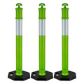 VEVOR 3 Pack Traffic Delineator Posts, 48 inches Traffic Safety Cones with Weighted Base and Reflective Strips, Heavy Duty Delineator Posts for Construction Site, Parking Lot, Crowd Control, Green