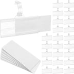200 Pcs Plastic Wire Shelf Label Holders with 200 Blank Cards - Reusable Snap Lock Price Tag Holders for Supermarket, Retail Store, Pantry Organization - Tight Grip for Wire Shelving (3" x 1.34")