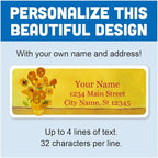 Personalized Return Address Labels - Van Gogh Sunflowers - 60-1000 Custom Self-Adhesive Stickers
