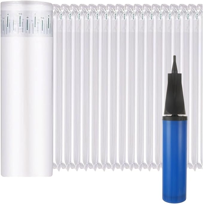 15.75 Inch x 164 Feet Bubble Cushioning Wrap Roll, Large Bubble Air Bubbles for Packaging Moving Shipping Delivering with Free Pump, Inflatable Air Column Bubble Bag Wine Bottle Protector