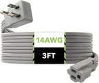 BN-LINK 3 ft Appliance Extension Cord 15-Amp Heavy Duty Power Cord, 14/3 SPT-3, 3 Prong Grounded Flat Plug, for Indoor Air Conditioner, Refrigerator and All Major Appliances