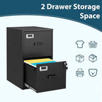 MIIIKO 2 Drawer Filing Cabinet with Lock, Metal Vertical File Cabinets for Home Office, Lockable File Storage Cabinets Under Desk, Letter/A4 File Folders Storage(Assembly Required)