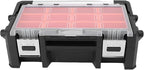WALFRONT Electronic Tool Box Small Parts Organizer, 18 Compartment Dual Layer PP Aluminum Alloy Storage for Garage and Outdoor Tasks