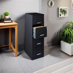 Scranton & Co 18" Deep Light Duty 4 Drawer Metal Letter Filing Cabinet in Black, Pre-Assembled