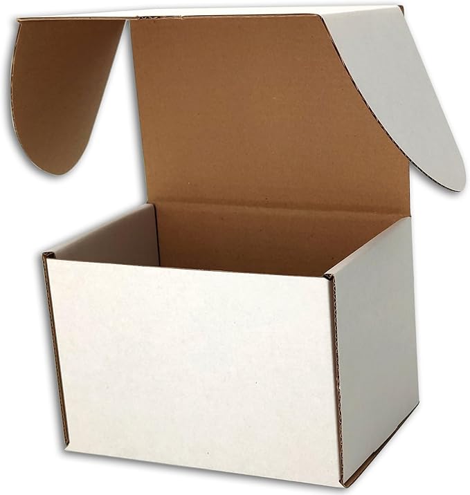 8x6x6 inches Small Shipping Boxes Set of 25 - White Mailer Corrugated Cardboard Boxes for Shipping Packaging Mailing Products