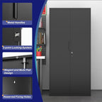 LUCYPAL 72" H Garage Storage Cabinet,Metal Storage Cabinet with Doors and 4 Adjustable Shelves,Steel Locking Cabinets for Home Office,Garage,School,Black