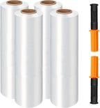 Stretch Wrap Film, 15" x 1000Ft Shrink Wrap Roll with Handles,60 Gauge Stretch Wrap Industrial Strength, Plastic Wrap for Pallet Wrapping Shipping Moving and Surface Protection (4 Pack-15"-60 Gauge)