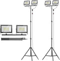 LIVOWALNY 22000 lm LED Work Light with Stand Pack of 2, 220W 2 Adjustable Head Tower Light with 13FT Cord, Portable IP65Waterproof Tripod Flood Light for Job Site Workshop Garage Construction Lighting