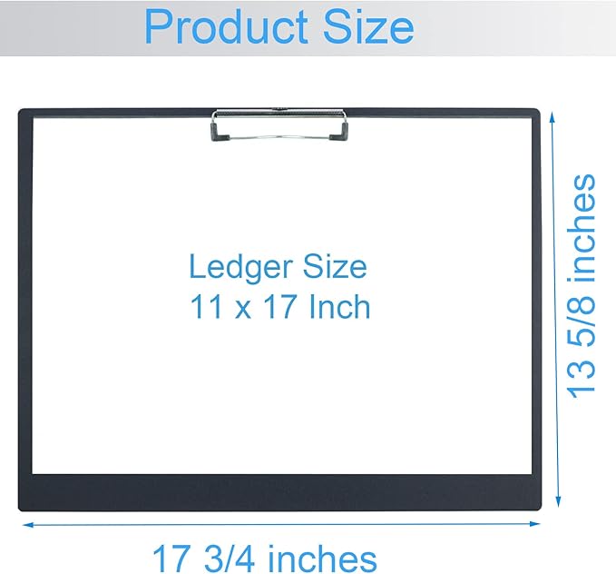 Acocony 11x17 Clipboard Landscape Extra Large Clipboard Low Profile Clip 11 x 17 Clipping Board PP Plastic Black Pack of 1