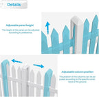 Patio Outdoor Fence 36"Hx84"L (4Sets) White Vinyl Picket Fence Panels Privacy Fence Decorative, PVC Garden Fence Temporary Fencing for Backyard Porch Dogs, Suitable for Soft Ground