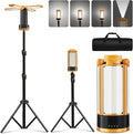 T-SUN Rechargeable Camping Light with Stand, 10400mAh LED Work Light 4100 Lumens with 4 LED Lamp Heads, Portable Work Light with Detachable Tripod 67" Max Height, Magnetic Emergency Flashlight